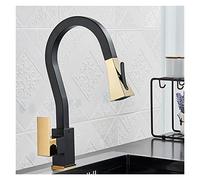 GGYTMQL Tres de latón de tres funciones de tres funciones de agua fría y caliente de agua fría Cocina de encimera montado en la mezcla de grifo de la batería (negro-01)