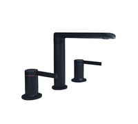 GGYTMQL Tres de latón de tres funciones de tres funciones de agua fría y caliente de agua fría Cocina de encimera montado en la mezcla de grifo de la batería (negro-01)
