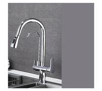 GGYTMQL Tres de latón de tres funciones de tres funciones de agua fría y caliente de agua fría Cocina de encimera montado en la mezcla de grifo de la batería (negro-01)
