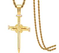 GGYTMQL TUHE HIP HOP NAGE CROSS Collar con colgante para hombres y mujeres, chapado en oro de 18 quilates, AAA CZ ECED SIMULATION DIAMOND ACCEN