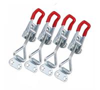 GH-4001 - Juego de abrazaderas de palanca ajustables, 4 piezas de acero con capacidad de sujeción de 100 kg, construcción de hierro galvanizado, empuñaduras de vinilo rojo