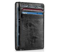 GH GOLD HORSE - Cartera delgada de cuero minimalista con bloqueo RFID para mujer, Negro -, Delgado