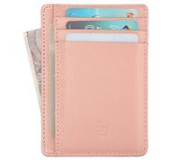 GH GOLD HORSE - Cartera Delgada de Cuero Minimalista con Bloqueo RFID para Mujer, Oro Rosa, Delgado