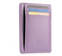 GH GOLD HORSE - Cartera delgada de cuero minimalista con bloqueo RFID para mujer, Púrpura claro, Delgado, Minimalista