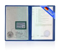 GHADA Funda para el permiso de vehículo con 2 compartimentos, fabricada en Alemania, duradera carpeta de documentos de PVC para el permiso del vehículo (ZB I) y tarjetas, estuche/carpeta en azul