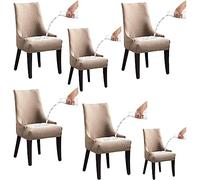GHAKKE Fundas Impermeables para Sillas Laterales con Respaldo Alto 1/2/4/6 Piezas Fundas para Asientos De Sillas De Comedor Fundas Elásticas para Sillones Cocina Protectores para Sillas(Brown,6PCS)