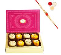 Ghasitaram Gifts Rakhis For Brother Rakhi Sweets - Ghasitarams Mawa Peda Box (200 gms) with Om Beads Rakhi