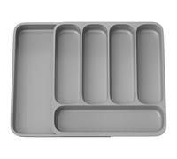 Ghazpmuk Organizador de Cubiertos para Cajón de Cocina - Bandeja de Almacenamiento de Utensilios, Caja de Cubertería, Gris