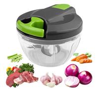Ghazpmuk Picadora Manual con Cuerda, 520 ml Picador de Verduras Manual, Mini Picadora Cebolla con 3 Cuchillas de Acero Inoxidable, Trituradora de Alimentos Manual, Triturador de Alimentos (Verde)