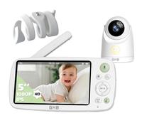 GHB Camara Vigilancia Bebe 5" 1080P IPS Rotación de 350 Soporte Camara Vigilancia Bebe