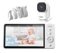 GHB Camara Vigilancia Bebe 5" 720P HD IPS Rotación de 350 Soporte Camara Vigilancia Bebe