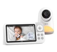 GHB Camara Vigilancia Bebe 5" 720P HD IPS Rotación de 350° Vigilabebes con Camara con Luz Nocturna Ajustable Soporta 4 Cámaras Comunicación Bidireccional Escucha Bebes