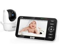 GHB Camara Vigilancia Bebe con 5" HD Pantalla Vigilabebés con Cámara, Batería de 4000mAh Pantalla Dividida, 4×Zoom, Visión Nocturna, Comunicación Bidirecciona Escucha Bebes