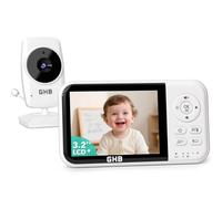 GHB Camara Vigilancia Bebe Vigilabebes con Camara con Pantalla 3.2" HD de 2100mAh Recargable VOX, Visión Nocturna, Despertador, Conversación Bidireccional Escucha Bebes