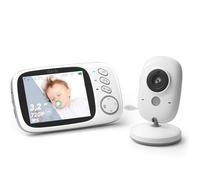 GHB Camara Vigilancia Bebe Vigilabebes con Camara con Pantalla 3.2" HD Vigilabebes VOX, Visión Nocturna, Despertador, Comunicación Bidirecciona Escucha Bebes