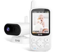 GHB Camara Vigilancia Bebe Vigilabebes con Camara con Pantalla IPS 2.8" 720P Recargable de 2000mAh Visión Nocturna 8 Canciones de Cuna Comunicación Bidireccional VOX Escucha Bebes