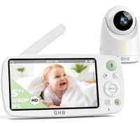 GHB Camara Vigilancia Bebe Vigilabebes con Camara con Pantalla IPS 5" 1080P Batería de 4000mAh Duración 7X 24 Horas Visión Nocturna Comunicación Bidireccional Escucha Bebes Admite hasta 4 Cámaras