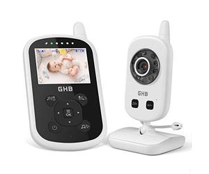 GHB Monitor de bebé, cámara de pantalla de 2,4 pulgadas, batería 950 mAh, comunicación bidireccional, VOX, visión nocturna, visión nocturna, monitoreo de temperatura, canciones de cuna