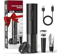 GHB Sacacorchos Eléctrico Abridor de Botellas Recargable con Cortador de Papel/Vertedor/Tapón de Vacío/Aerator/Anillo de Vino
