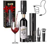 GHB Sacacorchos Eléctrico para Vino 7 en 1 Abridor de Botellas Eléctrico Recargable con Aireador, Cortador de Papel de Aluminio, Vertedor, Tapón de Estanqueidad, Tapón de Vacío, Regalo de Navidad para