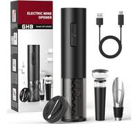 GHB Sacacorchos Eléctrico Recargable 6 en 1 Abridor de Botellas Recargable con Cortador de Papel, Vertedor, Tapón de Vacío, Aerator, Anillo de Vino(incluye cable USB tipo C)