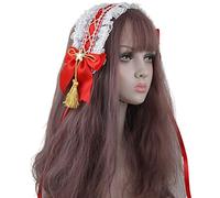 GHBOTTOM Gothic Lolita Maid Cosplay Encaje Diadema Cinta Arco Golden Star Tassel Banda para el cabello