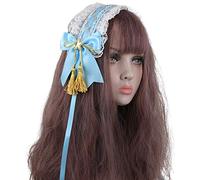 GHBOTTOM Gothic Lolita Maid Cosplay Encaje Diadema Cinta Arco Golden Star Tassel Banda para el cabello