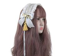 GHBOTTOM Gothic Lolita Maid Cosplay Encaje Diadema Cinta Arco Golden Star Tassel Banda para el cabello