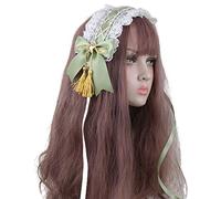 GHBOTTOM Gothic Lolita Maid Cosplay Encaje Diadema Cinta Arco Golden Star Tassel Banda para el cabello