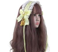 GHBOTTOM Gothic Lolita Maid Cosplay Encaje Diadema Cinta Arco Golden Star Tassel Banda para el cabello