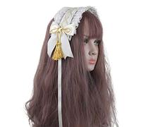 GHBOTTOM Gothic Lolita Maid Cosplay Encaje Diadema Cinta Arco Golden Star Tassel Banda para el cabello