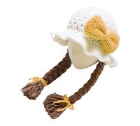 GHBOTTOM Lindo idílico hecho a mano de punto para bebé niña torcido sombrero de trenza bebé pelucas Brades Kid Crochet gorras con trenzas fotografía Prop