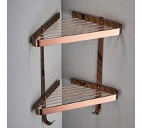 GHBSDNEPP Estante de Ducha Esquinero de Latón para Baño, Estantes Flotantes, Montado en la Pared, Champú, Gel de Ducha, Toallero, Estante de Drenaje, Estantes de Cocina Multifuncional, Estante de/Oro