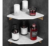 GHBSDNEPP Estante de Ducha Esquinero Nórdico Dere Completo Estante de Baño Triangular de Mármol Natural Estante de Almacenamiento de Ducha de Baño Estantes Flotantes Montado en la Pared Cosméticos/Whi