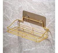 GHBSDNEPP Estante de Ducha Esquinero para Baño, Acero Inoxidable, Dorado, sin Perforaciones, para Colgar en la Pared, Estante de Almacenamiento para Inodoro, Jabón, Champú, Toallero, Barra Integrada,/