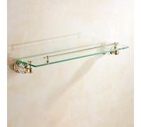 GHBSDNEPP Estante de Ducha para Baño, Estantes Flotantes, Toallero Dorado de Cristal, Tocador con Organizador de Barra, Estante de Champú Montado en la Pared, Estante de Champú para Almacenamiento de/