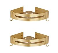 GHBSDNEPP Estantes Flotantes de Esquina de Baño, Estante de Almacenamiento Triangular para Baño, Oro Cepillado, Montado en la Pared, Perforación, para/Es