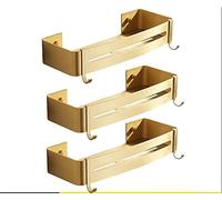 GHBSDNEPP Estantes Flotantes de Esquina de Baño, Estantes de Ducha de Oro Cepillado, Estante de Almacenamiento Triangular para Baño, Estante de Almacenamiento Montado en la Pared, Perforación, para/Cu