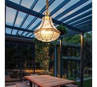 GHBSDNEPP Lámpara Colgante Exterior Impermeable Ip44 - Lámpara de Araña Tipo Farol Dere con Diseño de 3 Luces E14 Y Resistente a la Corrosión para Iluminación de Techos en Terrazas Acristaladas Y Pabe
