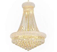 GHBSDNEPP Lámpara de Araña de Lujo de 80 cm de Alto X 61 cm de Diámetro con Cristales K9, 14 Luces, Acabado Cromado, Lámpara Colgante Estilo Clásico Imperio con Forma de Gota de Lluvia Y Cadena Ajusta