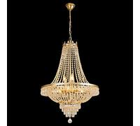 GHBSDNEPP Lámpara de Araña Moderna de Cristal K9 Estilo Imperio Francés, Iluminación Colgante con Acabado Cromado, Lámparas Colgantes en Forma de Gota de Lluvia, 61 cm de Diámetro X 76 cm de Alto, Ide