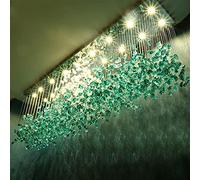 GHBSDNEPP Lámpara de Techo, Araña de Cristal para Bar O Sala de Estar, Lámpara de Ingeniería, Lámpara de Vidrio de Piedra Transparente Verde/Amarillo/ Frío_L1200