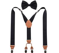 GHCHOL Tirantes para hombre con clips de metal fuertes, ajustable, elástico y estilo Y, de cuero, pantalones pesados, para bodas y fiestas - - Large