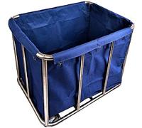 GHCXY Carros Móviles, Familia Servirá Cesta de Acero Inoxidable de Lavandería Cesto Clasificador de Compras con la Bolsa Y Las Ruedas, Carro para Lavandería, Hospital/Azul/91 * 56 * 92Cm