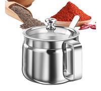 Ghee Container - 500ml Stainless Steel Storage Pot with Lid and Spoon | Kitchen Seasoning Jar Perfect for Ghee, Sugar, Salt, Oil, Tea, and Cooking Ingredient, Compact Hygienic, 10.5x9cm Stainless