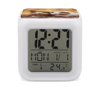 GHENBLT Bonito reloj despertador con diseño de conejillos de indias, reloj despertador digital para dormitorio, reloj despertador digital con batería, reloj despertador con luz, reloj despertador LED