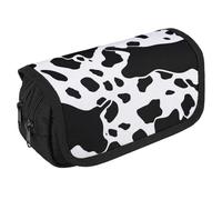 GHENBLT Estuche organizador para lápices de vaca negra y blanca de gran capacidad, bonito estuche para bolígrafos con 3 compartimentos, papelería de oficina, bolsas grandes con cremallera, bolsa de