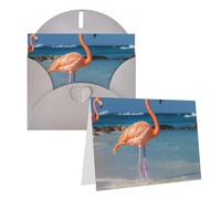 GHENBLT Tarjetas de felicitación con sobres, tarjetas de felicitación de feliz cumpleaños, flamencos de playa, tarjetas en blanco para todas las ocasiones, bodas, agradecimiento, notas de aliento