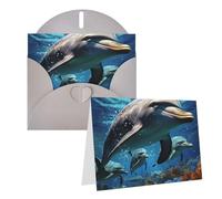 GHENBLT Tarjetas de felicitación con sobres, tarjetas pensando en ti, tarjetas de felicitación, tarjetas de feliz cumpleaños, delfines, tarjetas en blanco para todas las ocasiones, bodas, tarjetas de