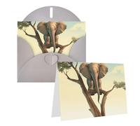GHENBLT Tarjetas de felicitación con sobres, tarjetas pensando en ti, tarjetas de felicitación, tarjetas de feliz cumpleaños, diseño de elefante en árbol, tarjetas en blanco para todas las ocasiones